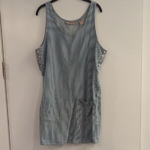 Marsh Landing Pinstriped Denim Shift Dress